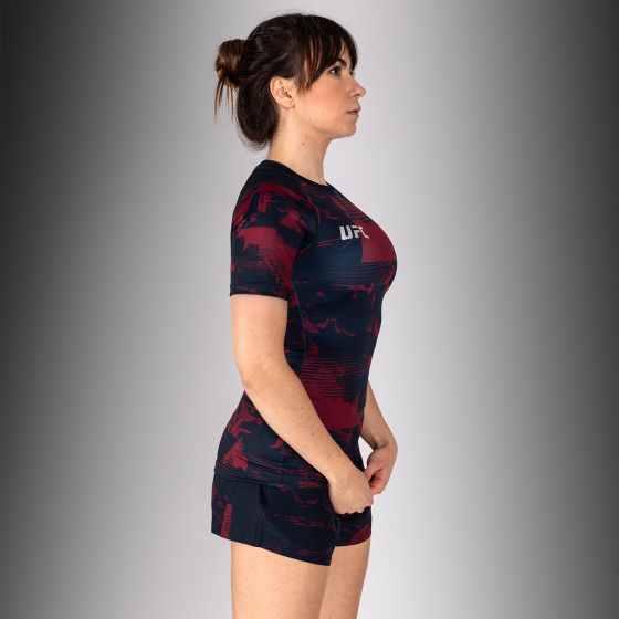 UFC Zenith | VENUM 格斗周 女士短袖紧身衣 - 海军蓝/酒红/银色